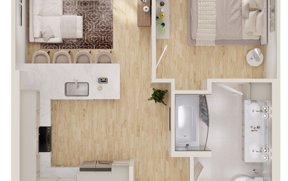 LOFT - TH7 - 1 bedroom floorplan layout with 1 bathroom and 1147 square feet (Floor 2)