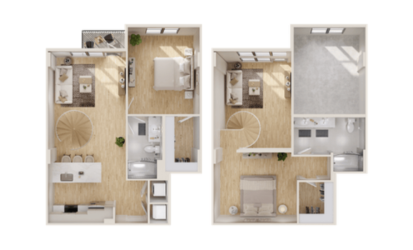 LOFT - TH8 - 1 bedroom floorplan layout with 1 bathroom and 1240 square feet