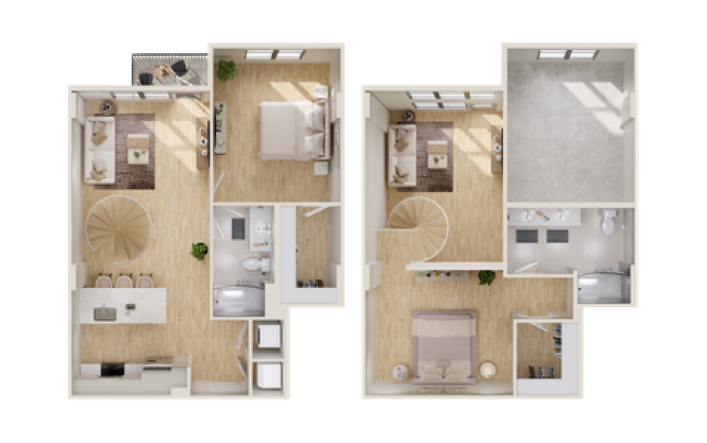 LOFT - TH8 - 1 bedroom floorplan layout with 1 bathroom and 1240 square feet