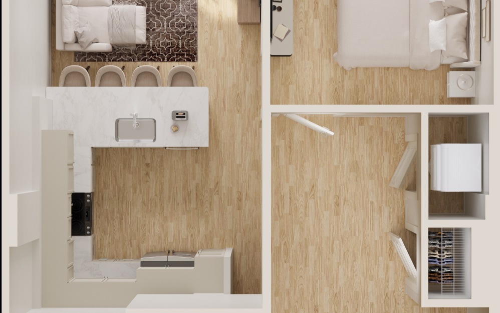 LOFT - TH7 - 1 bedroom floorplan layout with 1 bathroom and 1147 square feet (Floor 1)