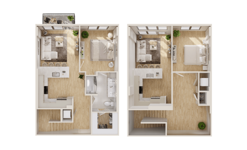 LOFT - TH7 - 1 bedroom floorplan layout with 1 bathroom and 1147 square feet