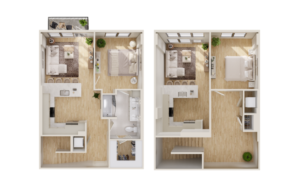 LOFT - TH7 - 1 bedroom floorplan layout with 1 bathroom and 1147 square feet
