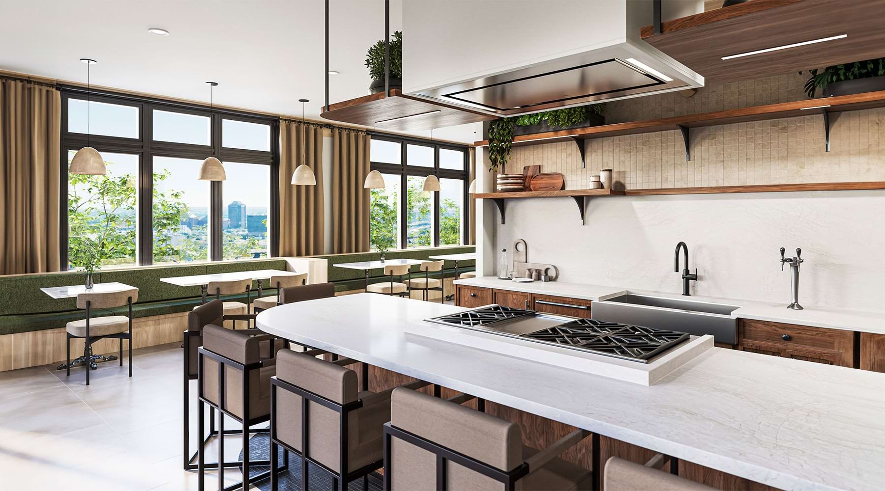 Access to Resident Only Features large kitchen with a large island
